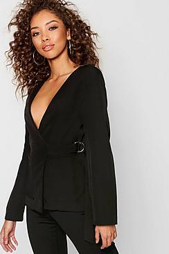 Boohoo Woven Double Pocket D Ring Crop Jacket