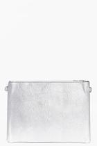Boohoo Tia Reversible Suedette And Metallic Clutch Silver