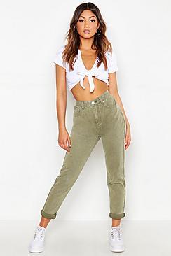 Boohoo High Waist Distressed Rigid Mom Jeans