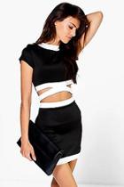 Boohoo Daisy Cut Out Contrast Sport Bodycon Dress