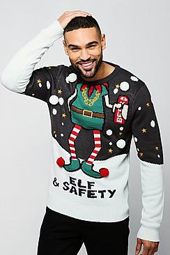 Boohoo Elf & Safety Christmas Jumper