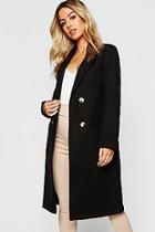 Boohoo Petite Button Front Double Breasted Coat