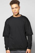 Boohoo Oversized Layer Sweatshirt Black