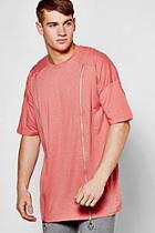 Boohoo Oversized Drop Shoulder T-shirt With Zip Detail