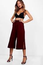 Boohoo Nicia Side Split Tie Waist Woven Crepe Culottes