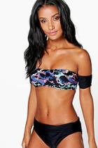 Boohoo Lagos Tiger Off The Shoulder Bikini Top