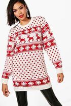 Boohoo Lottie Reindeers & Snowflake Xmas Jumper