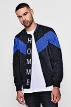 Boohoo Man Embroidered Colour Block Bomber