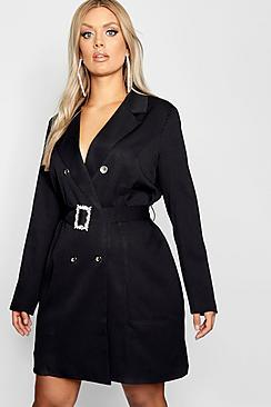 Boohoo Plus Diamante Belt Blazer