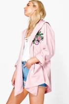 Boohoo Alisha Embroidered Lightweight Parka Rose