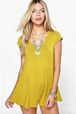 Boohoo Heidi Capped Sleeve Swing Playsuit