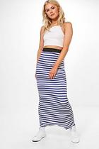 Boohoo Leona Royal Striped Maxi Skirt