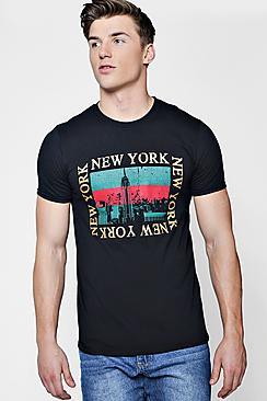 Boohoo New York Print Crew Neck T-shirt