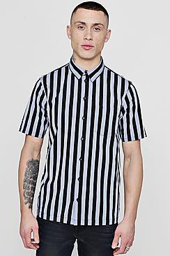 Boohoo Wide Mono Stripe Short Sleeve Shirt