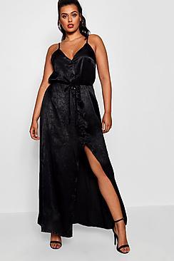 Boohoo Plus Button Up Maxi Dress