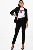 Boohoo Erin Premium Crepe And Satin Stripe Tux Trouser