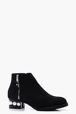 Boohoo Laila Pearl Heel Ankle Boot