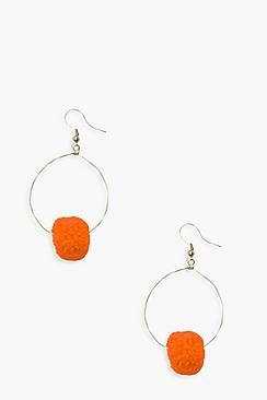 Boohoo Millie Pom Hoop Earrings