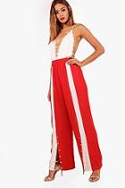Boohoo Lucy Popper Front Wide Leg Trousers