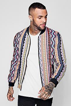 Boohoo Contrast Geo Jacquard Bomber