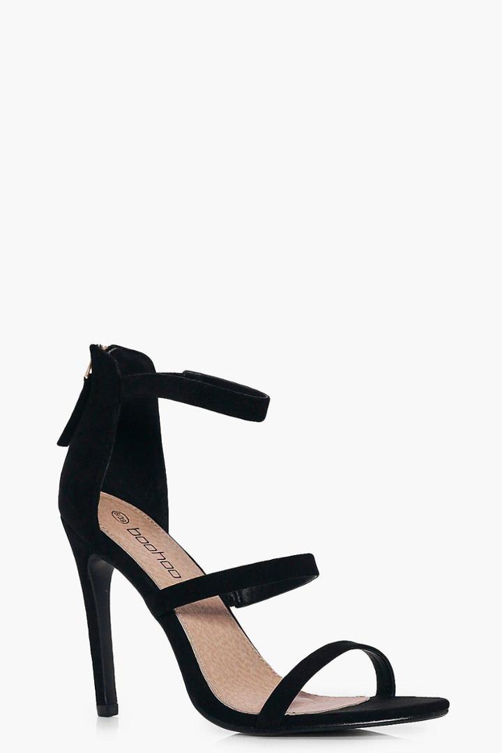 Boohoo Nancy Three Part Heels Black