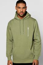 Boohoo Overhead Hoodie With Ma1 Zip Sage