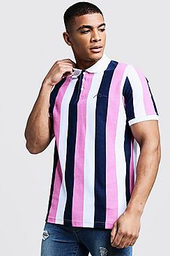 Boohoo Man Embroidered Stripe Pique Polo