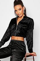 Boohoo Batwing Pocket Velvet Bomber