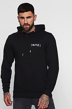 Boohoo Over The Head Nyc Slogan Hoodie
