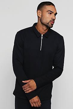 Boohoo Sweater With Collar And Zip