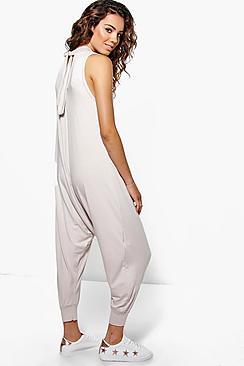 Boohoo Zoe Harem Tie Back Jumpsuit