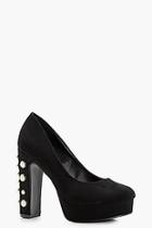 Boohoo Hanna Pearl Embellished Heel Platform Court