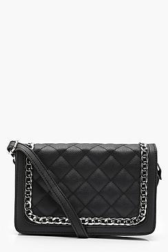 Boohoo Sarah Quilt & Chain Cross Body