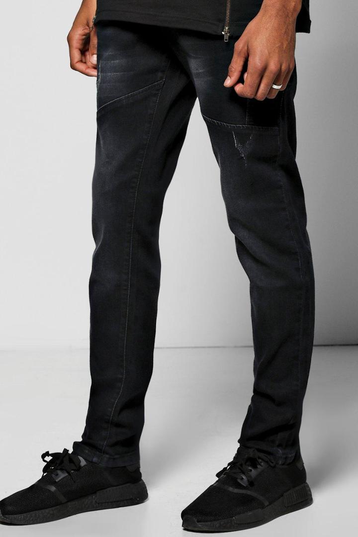 Boohoo Skinny Fit Panel Detail Jeans Black