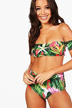 Boohoo Aruba Mix And Match Tropicana Bardot Top