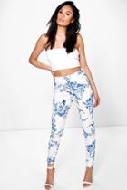Boohoo Paola Porcelain Blue Skinny Crepe Trousers Multi