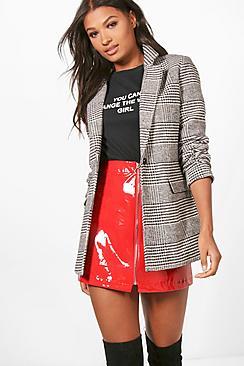 Boohoo Sarah Check Blazer Coat