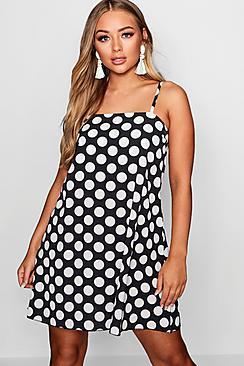 Boohoo Penny Polka Dot Square Neck Cami Dress