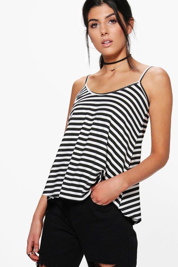 Boohoo Lorna Basic Stripe Cami Black