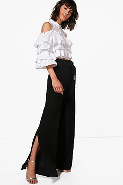 Boohoo Karina Paperbag Waist Wide Leg Trouser