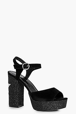 Boohoo Olivia 2 Part Sequined Star Platform