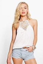 Boohoo Michelle Lattice Neck Detail Cami