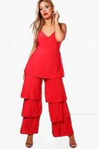 Boohoo Plus Tina Slinky Frill Layered Jumpsuit