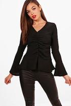 Boohoo Hannah Ruched Front Peplum Top