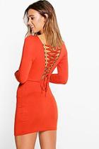 Boohoo Petite Cara Lace Up Back Detail Bodycon Dress