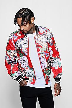 Boohoo Printed Sports Tape Sateen Bomber