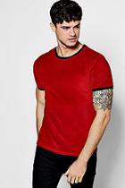 Boohoo Velour T-shirt With Contrast Rib