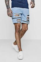Boohoo Loose Fit Skater Denim Shorts With Zips