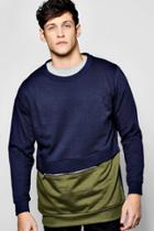 Boohoo Oversized Contrast Zip Sweatshirt Navy