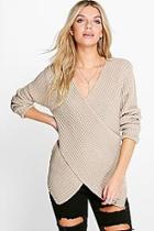 Boohoo Faye Cross Front V-neck Jumper